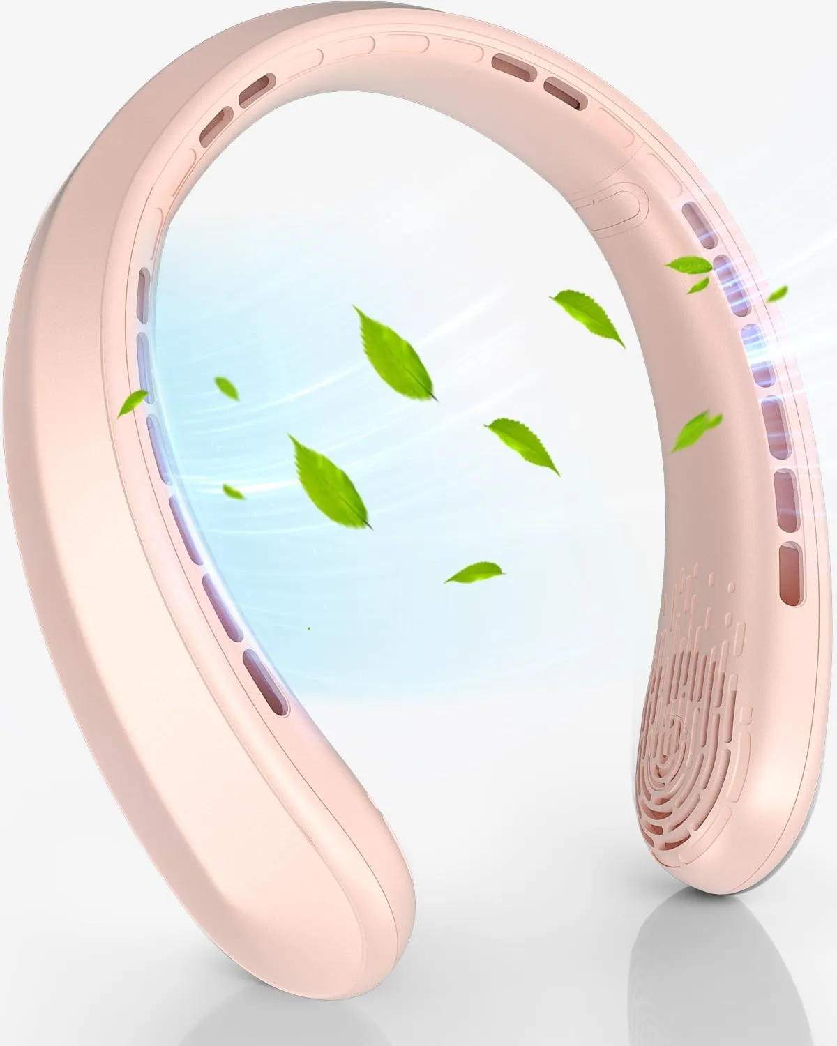 Neck Fan, Portable Neck Fan, 4000 mAh Battery Operated Wearable Personal Fan with USB Rechargeable, 3 Wind Speed, Fast Cooling, Ultra Quiet, Bladeless, Headphone Design for Travel, Men Women Neck fan for hands-free comfort