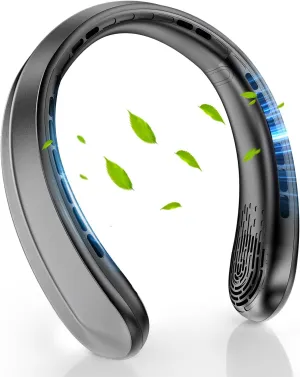 Neck Fan, Portable Neck Fan, 5200 mAh Battery Operated Wearable Personal Fan with USB Rechargeable, 3 Wind Speed, Fast Cooling, Ultra Quiet, Bladeless, Headphone Design for Travel, Men Women Neck fan for hands-free comfort