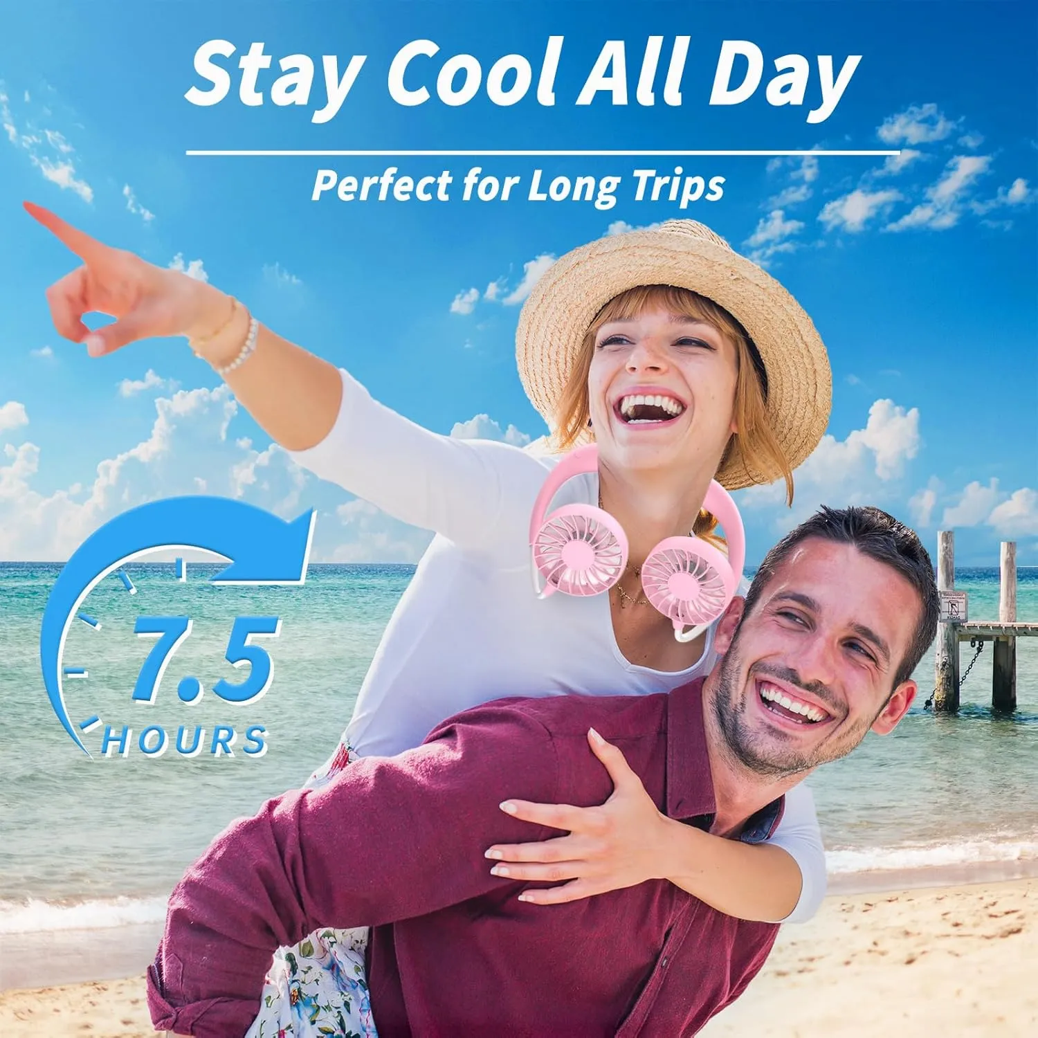 Neck Fan Portable Neck Fans Rechargeable Personal Fans For Your Neck Wearable Fan Neck Air Conditioner Cooling Neck Fan With 360 Degree Rotation 2000mAh For Travel Sports Walking And Outdoor Working