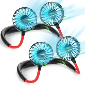 Neck Fan Portable Rechargeable: 2Pack Personal Cooling Wearable Fan Around your Neck that Blow Cold Air for Men Women - Usb Should Fan Battery Operated for Travel and Outdoor Sports Neck fan for hands-free comfort