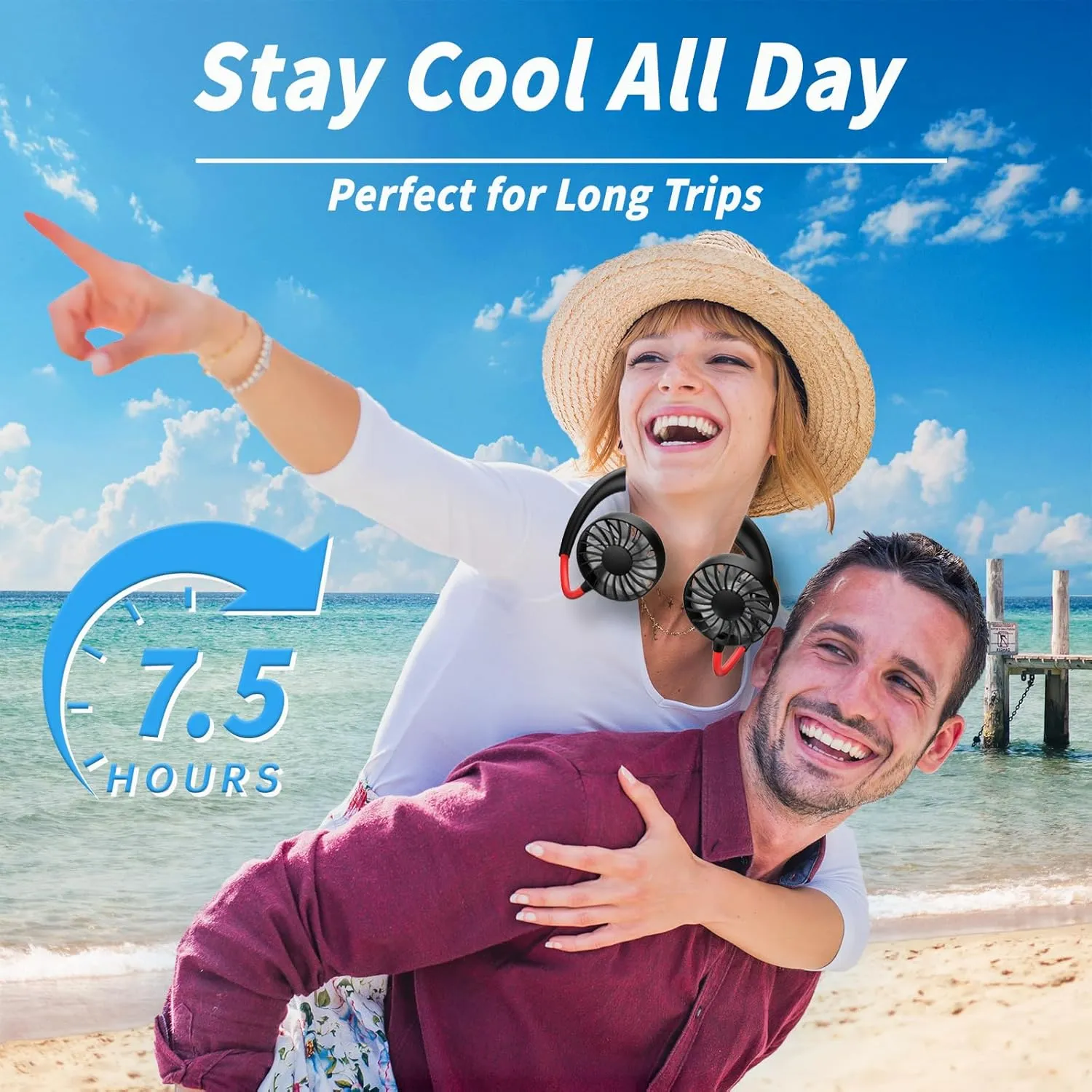 Neck Fan Portable Rechargeable: Personal Cooling Wearable Fan Around your Neck that Blow Cold Air for Men Women - Usb Should Fan Battery Operated for Travel and Outdoor Sports
