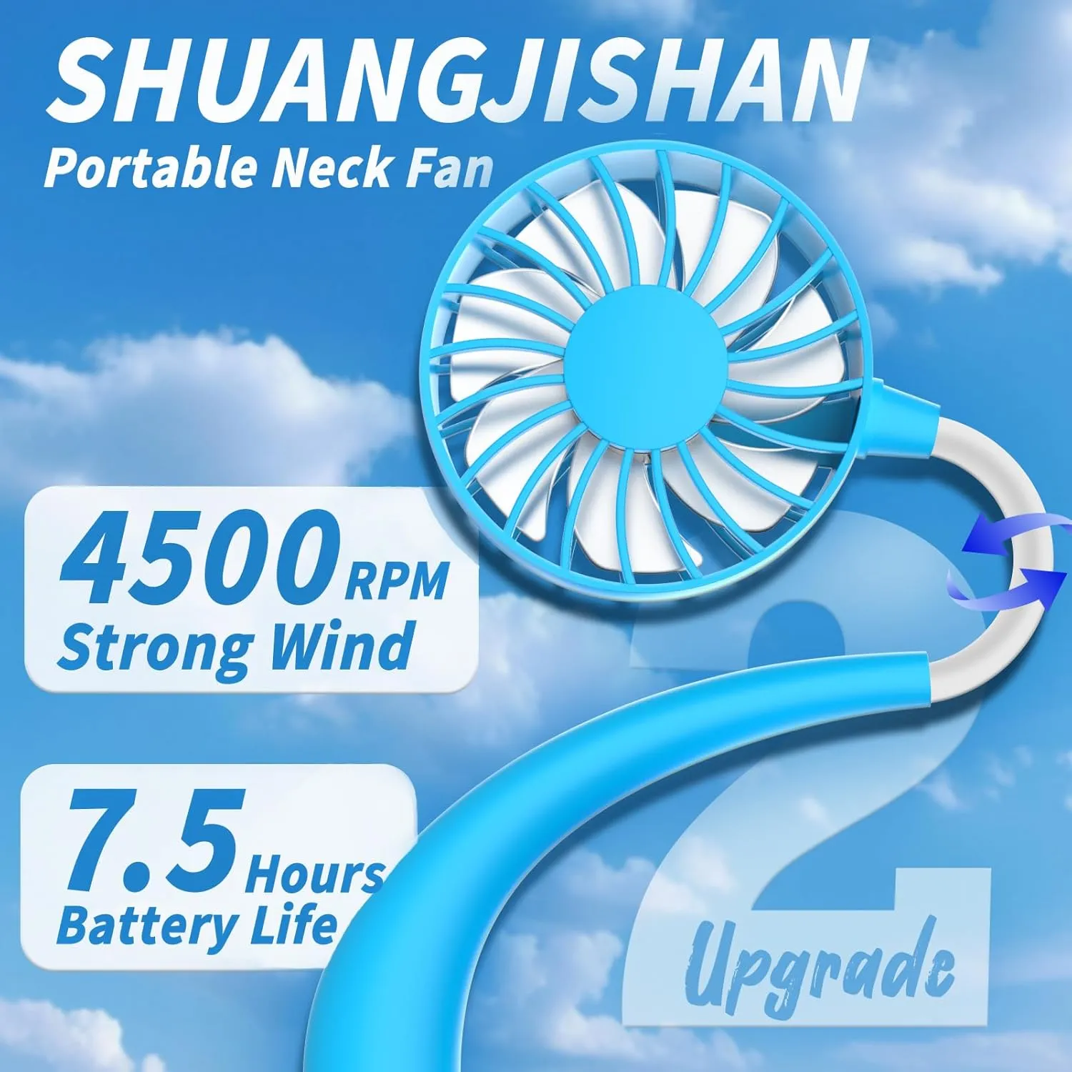 Neck Fan Portable Rechargeable: Personal Fans For Your Neck Wearable Cooling Fan Neck Air Conditioner With 360 Degree Rotation 2000mah For Travel Sports Walking - Outdoor Working