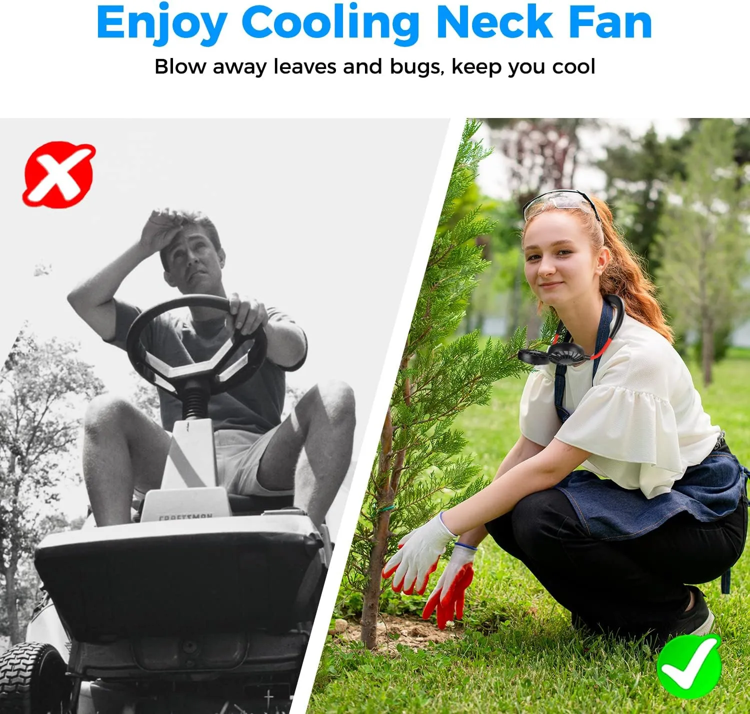 Neck Fan Portable Rechargeable: Personal Fans For Your Neck Wearable Cooling Fan Neck Air Conditioner With 360 Degree Rotation 2000mah For Travel Sports Walking - Outdoor Working