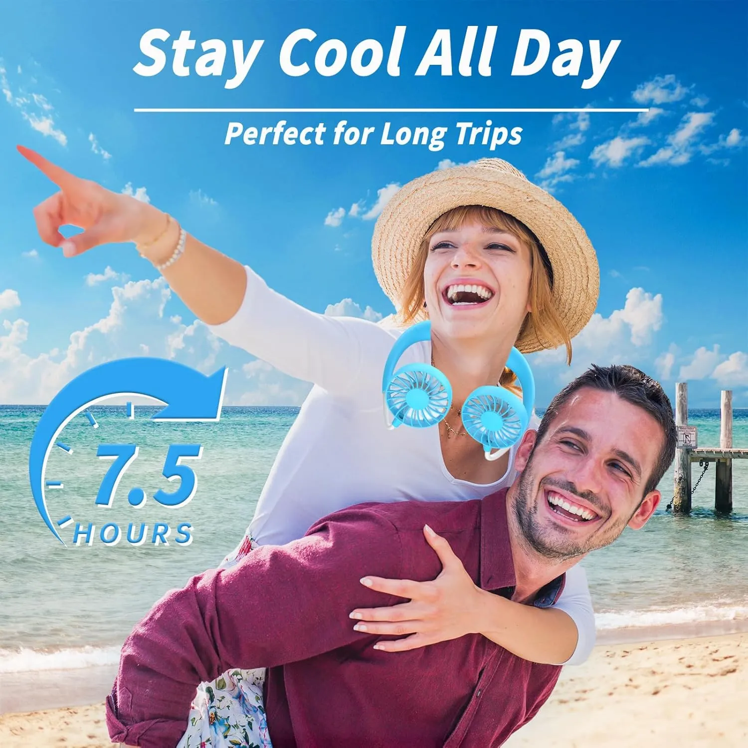 Neck Fan Portable Rechargeable: Personal Fans For Your Neck Wearable Cooling Fan Neck Air Conditioner With 360 Degree Rotation 2000mah For Travel Sports Walking - Outdoor Working