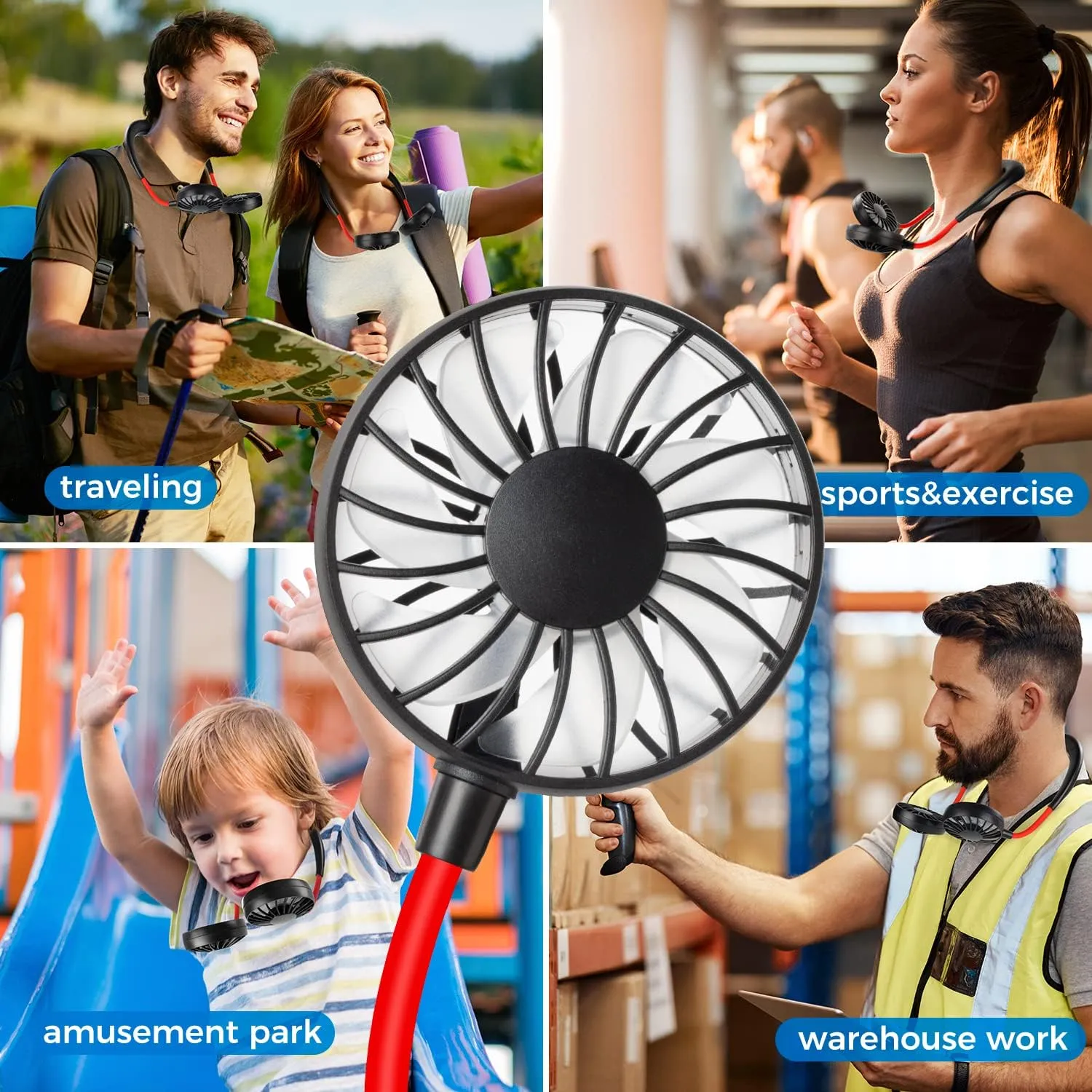 Neck Fan Portable Rechargeable: Personal Fans For Your Neck Wearable Cooling Fan Neck Air Conditioner With 360 Degree Rotation 2000mah For Travel Sports Walking - Outdoor Working