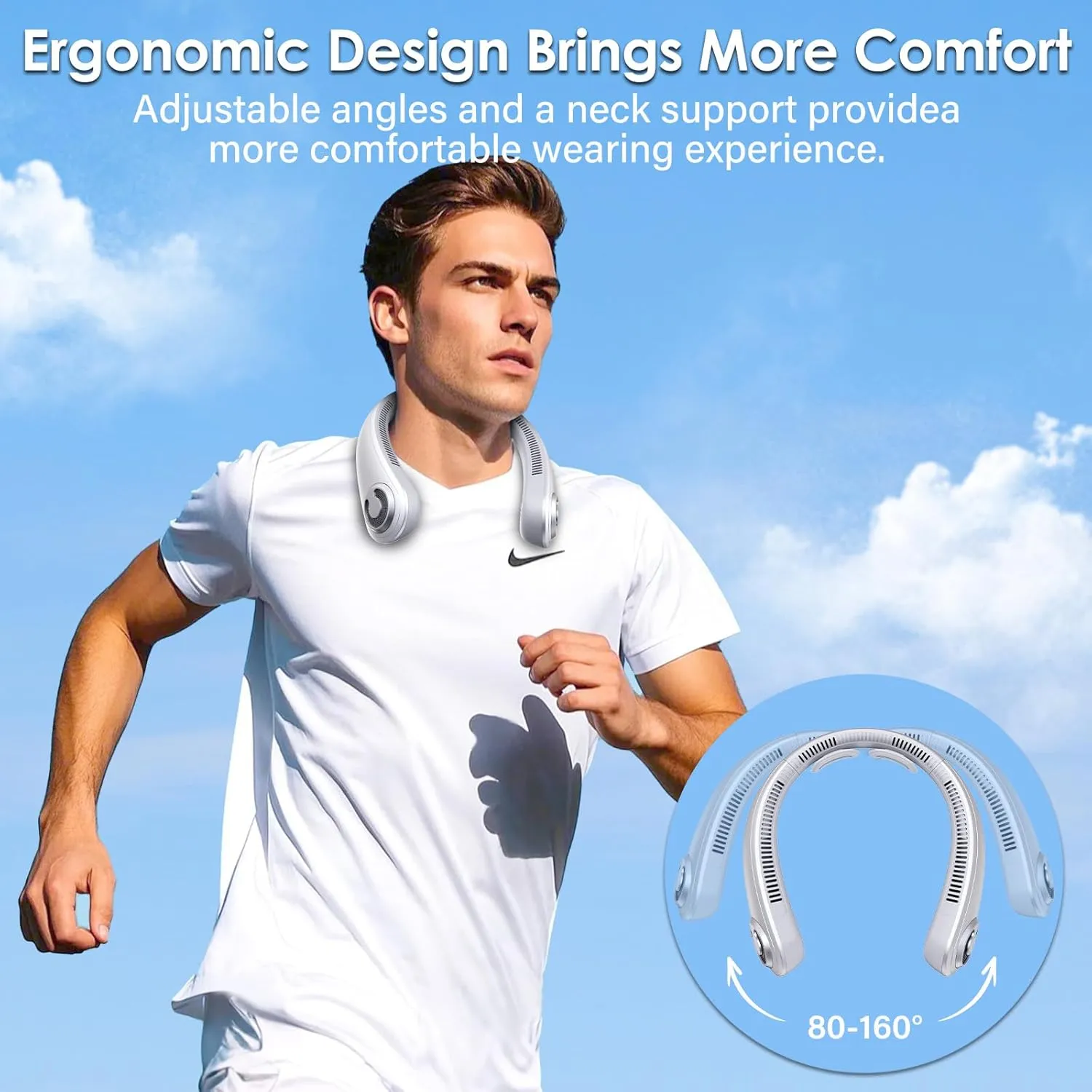 Neck Fan - Portable Rechargeable Personal Neck Cooling Fan With 5 Speeds, Neck Support, USB Bladeless Lightweight Wearable Fan for Hot Flashes, Disneyland, Travel, Summer Gift for Women Men