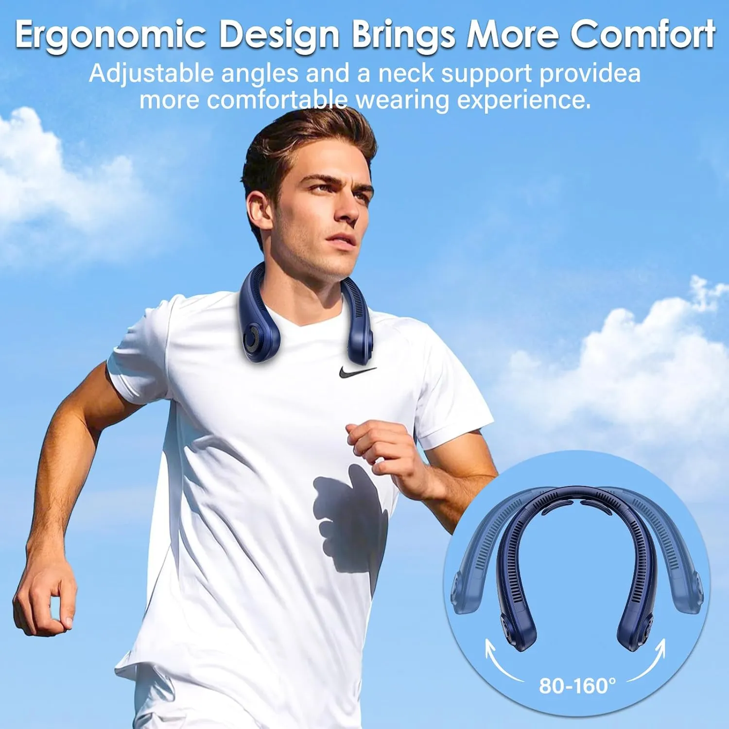 Neck Fan - Portable Rechargeable Personal Neck Cooling Fan With 5 Speeds, Neck Support, USB Bladeless Lightweight Wearable Fan for Hot Flashes, Disneyland, Travel, Summer Gift for Women Men