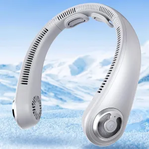 Neck Fan - Portable Rechargeable Personal Neck Cooling Fan With 5 Speeds, Neck Support, USB Bladeless Lightweight Wearable Fan for Hot Flashes, Disneyland, Travel, Summer Gift for Women Men Small bladeless fan for quiet cooling