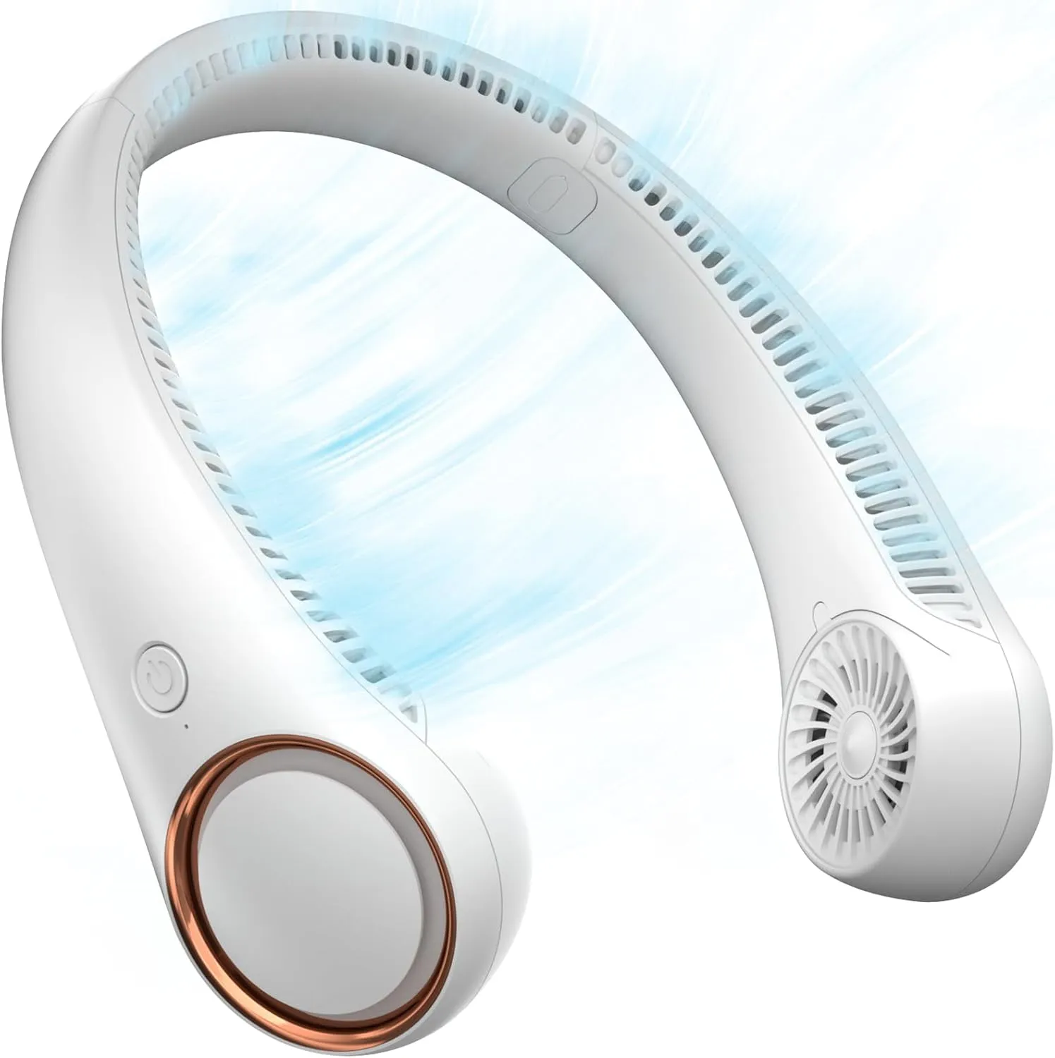 Neck Fan Rechargeable, 4000mAh Portable Fans for Women Men, 360 Cooling Airflow, Bladeless, 3 Speeds, Stylish Personal Cooler for Travel, Gym, Office, White Neck fan for hands-free comfort