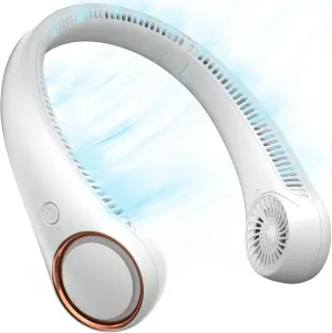 Neck Fan Rechargeable, 4000mAh Portable Fans for Women Men, 360 Cooling Airflow, Bladeless, 3 Speeds, Stylish Personal Cooler for Travel, Gym, Office, White Neck fan for hands-free comfort