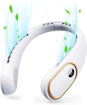 Neck Fan Rechargeable - 5000mAh Portable Neck Fan with Digital Display, 4 Speeds 75% Stronger Cooling, Hands-Free Personal Fan for Women/Men/Kids, Type-C Fast Charge, Gift-Ready Packaging Neck fan for hands-free comfort