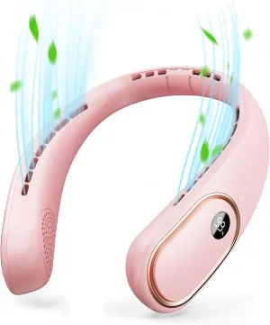 Neck Fan Rechargeable - 5000mAh Portable Neck Fan with Digital Display, 4 Speeds 75% Stronger Cooling, Hands-Free Personal Fan for Women/Men/Kids, Type-C Fast Charge, Gift-Ready Packaging Neck fan for hands-free comfort