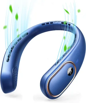 Neck Fan Rechargeable - 5000mAh Portable Neck Fan with Digital Display, 4 Speeds 75% Stronger Cooling, Hands-Free Personal Fan for Women/Men/Kids, Type-C Fast Charge, Gift-Ready Packaging Neck fan for hands-free comfort