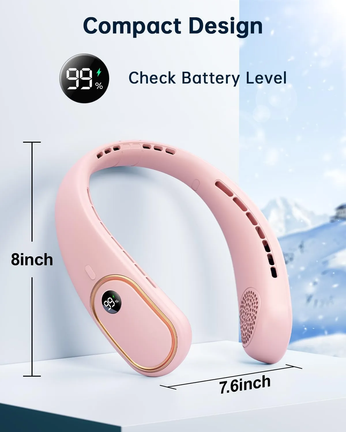 Neck Fan Rechargeable - 5000mAh Portable Neck Fan with Digital Display, 4 Speeds 75% Stronger Cooling, Hands-Free Personal Fan for Women/Men/Kids, Type-C Fast Charge, Gift-Ready Packaging