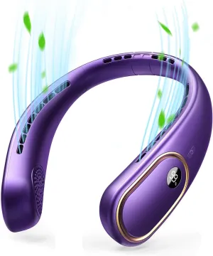 Neck Fan Rechargeable - 5000mAh Portable Neck Fan with Digital Display, 4 Speeds 75% Stronger Cooling, Hands-Free Personal Fan for Women/Men/Kids, Type-C Fast Charge, Gift-Ready Packaging Neck fan for hands-free comfort
