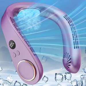 Neck Fan Rechargeable,Personal Fan Around Neck Air Conditioner with Cooling Plate,Powerful Soundless Hands Free AC Cooler,Small Cold Face Necklace Devices for Father's Day Birthday Gifts Purple Neck fan for hands-free comfort