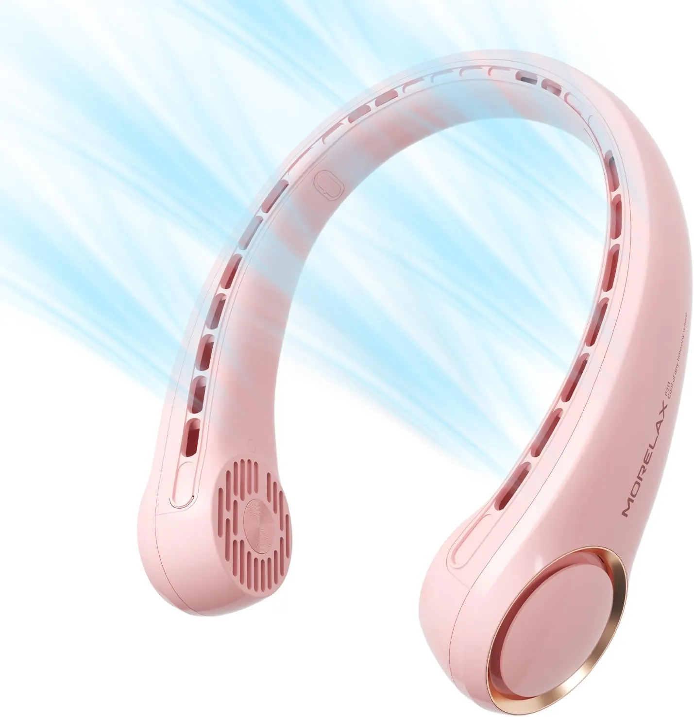 Neck Fan, USB Rechargeable Personal Fan, 3 Speeds Adjustable, Large air outlet Powerful Strong Wind, Adjustable, 360 Cooling, Super Quiet, No Blade Design, No Hair Twisting, Small (Pink) Neck fan for hands-free comfort