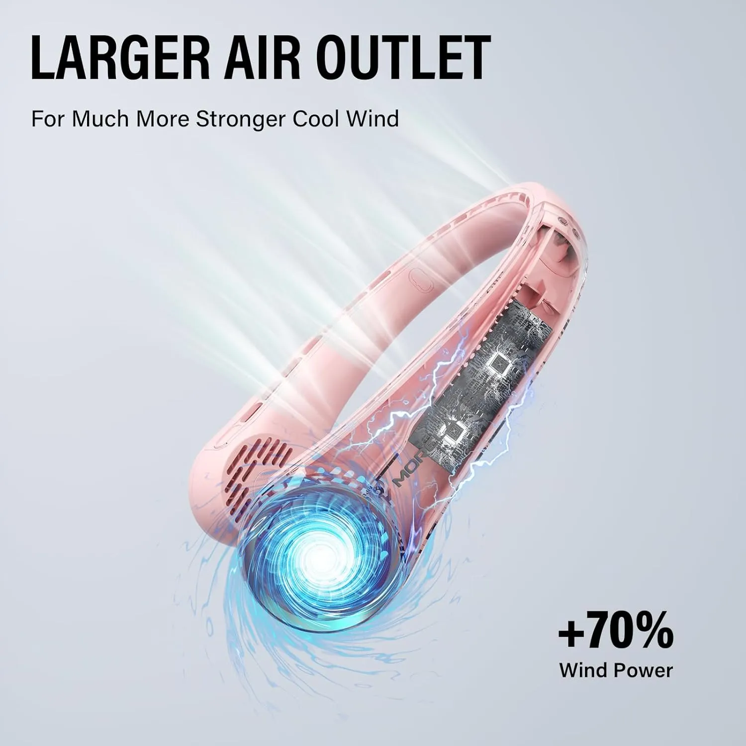 Neck Fan, USB Rechargeable Personal Fan, 3 Speeds Adjustable, Large air outlet Powerful Strong Wind, Adjustable, 360 Cooling, Super Quiet, No Blade Design, No Hair Twisting, Small (Pink)
