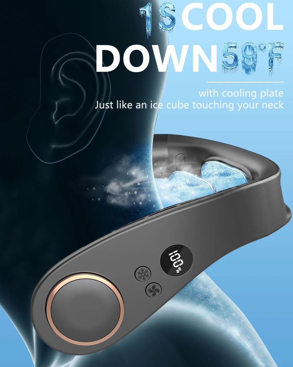 Neck Fan with Cooling Plate-5500mAh Portable Neck Fans that Blow Cold Air, Personal Small Bladeless Neck Air Conditioner Ac Fan, Best USB Rechargeable Battery Operated Neck Cooler for Women