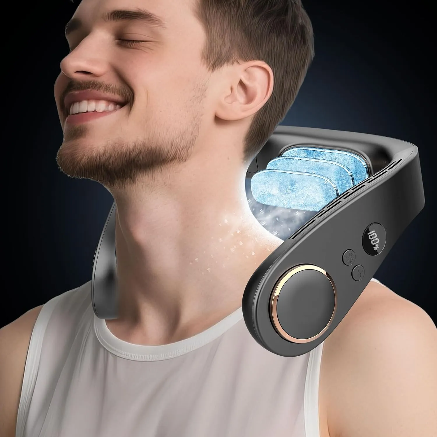 Neck Fan with Cooling Plate-5500mAh Portable Neck Fans that Blow Cold Air, Personal Small Bladeless Neck Air Conditioner Ac Fan, Best USB Rechargeable Battery Operated Neck Cooler for Women Neck fan for hands-free comfort