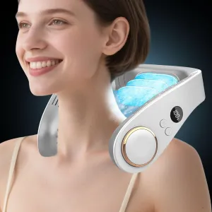 Neck Fan with Cooling Plate,Portable Neck Fans that Blow Cold Air Rechargeable Battery Powered Air Conditioner,Bladeless Wraps Body Ac, Wear Around the Neck Coolers for Extremely Hot Weather White Neck fan for hands-free comfort