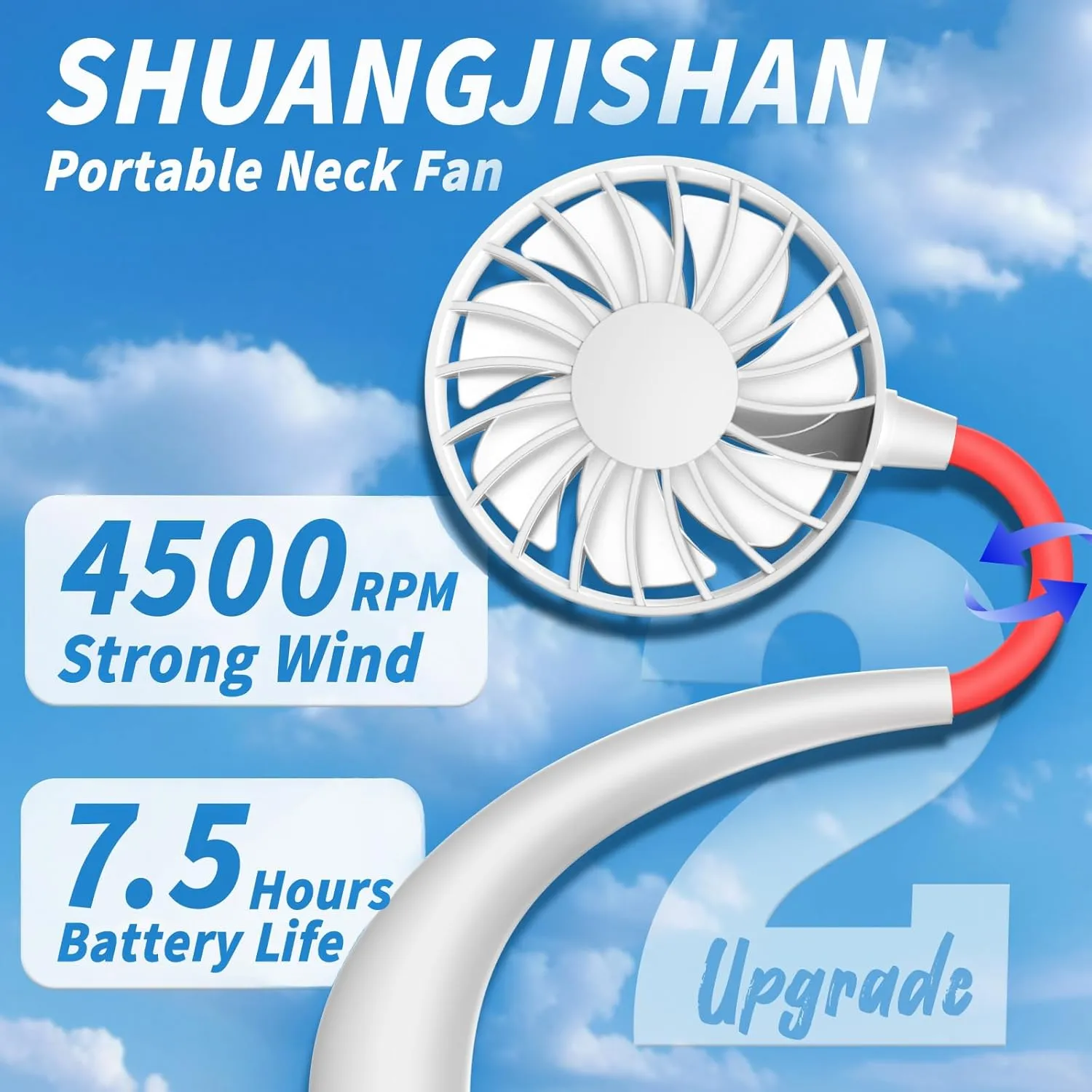 Neck Fan,Portable Neck Fans Rechargeable Personal Fans For Your Neck Wearable Fan Neck Air Conditioner Cooling Neck Fan With 360 Degree Rotation 2000mAh For Travel Sports Walking And Outdoor Working