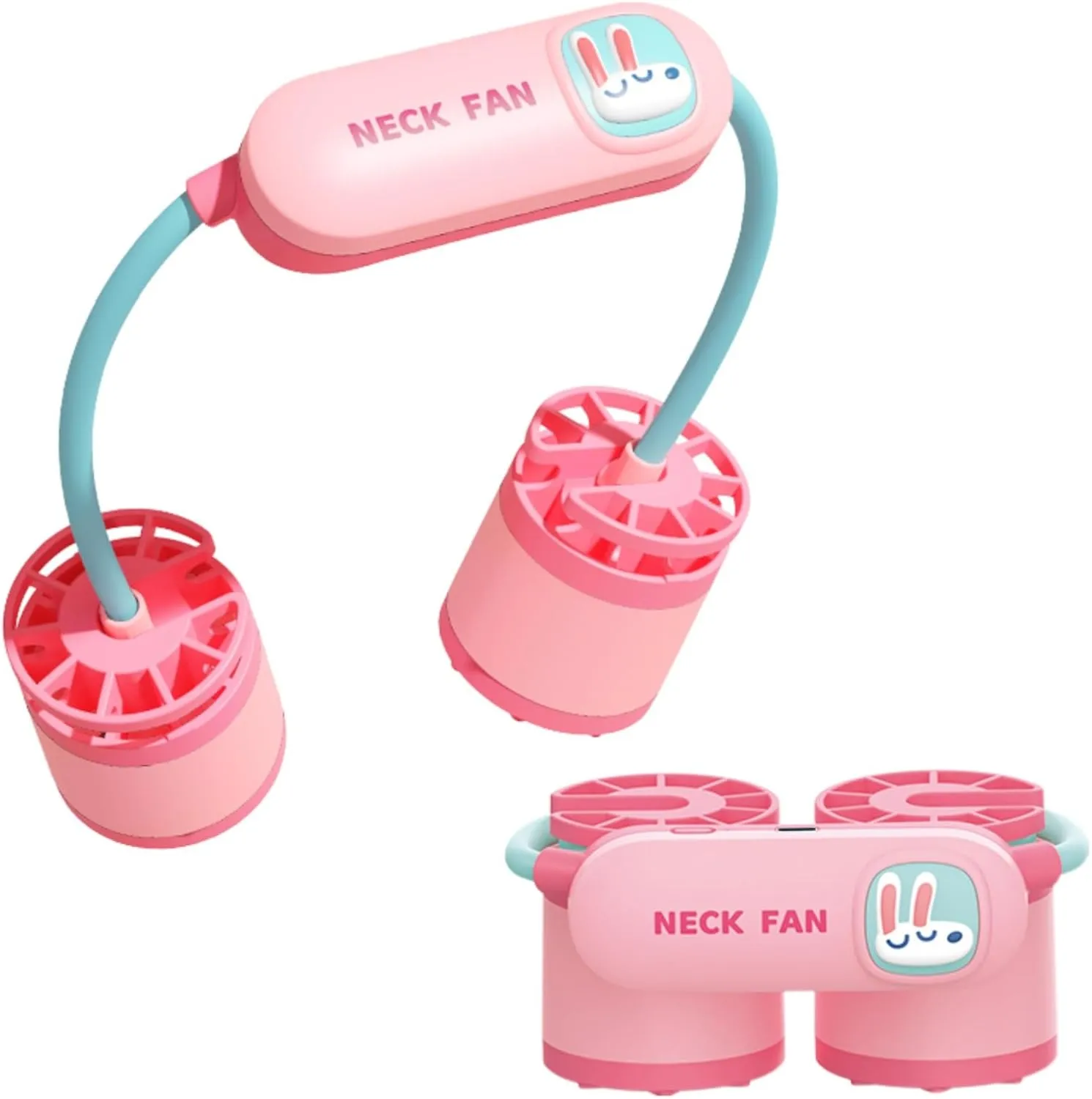 Neck fan,Portable Personal Fan, low noise, strong airflow, 360-degree free rotation, suitable for travel, sports, outdoor, homeGifts for women and kids(pink) 360-degree rotating fan for home use