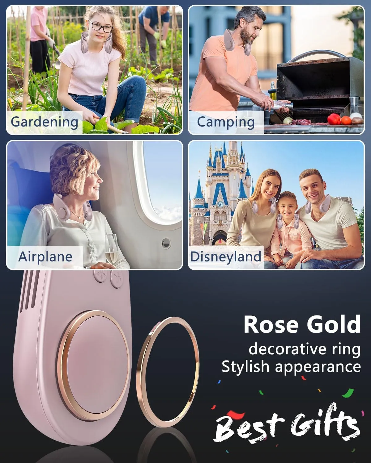 Neck Fans for Women Rechargeable,Portable Air Conditioners Neck Coolers for Hot Weather,Personal Conditioned Neckband AC Unit,Leafless Hanging Hand-free Mobile Body Fans for Mom Dad Kid Birthday