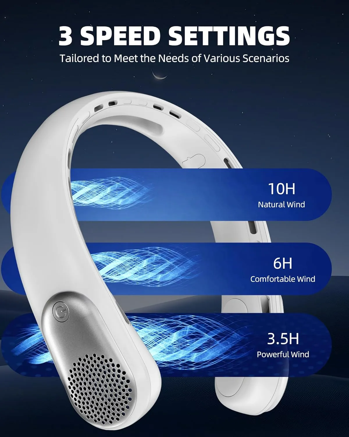 neck fans that blow cold air, 4000 mAh Battery Operated Personal Fan around Neck with LED Display, 3 Wind Speed, Fast Cooling, Fast Cooling,USB Rechargeable Fan for Men Women Outdoor