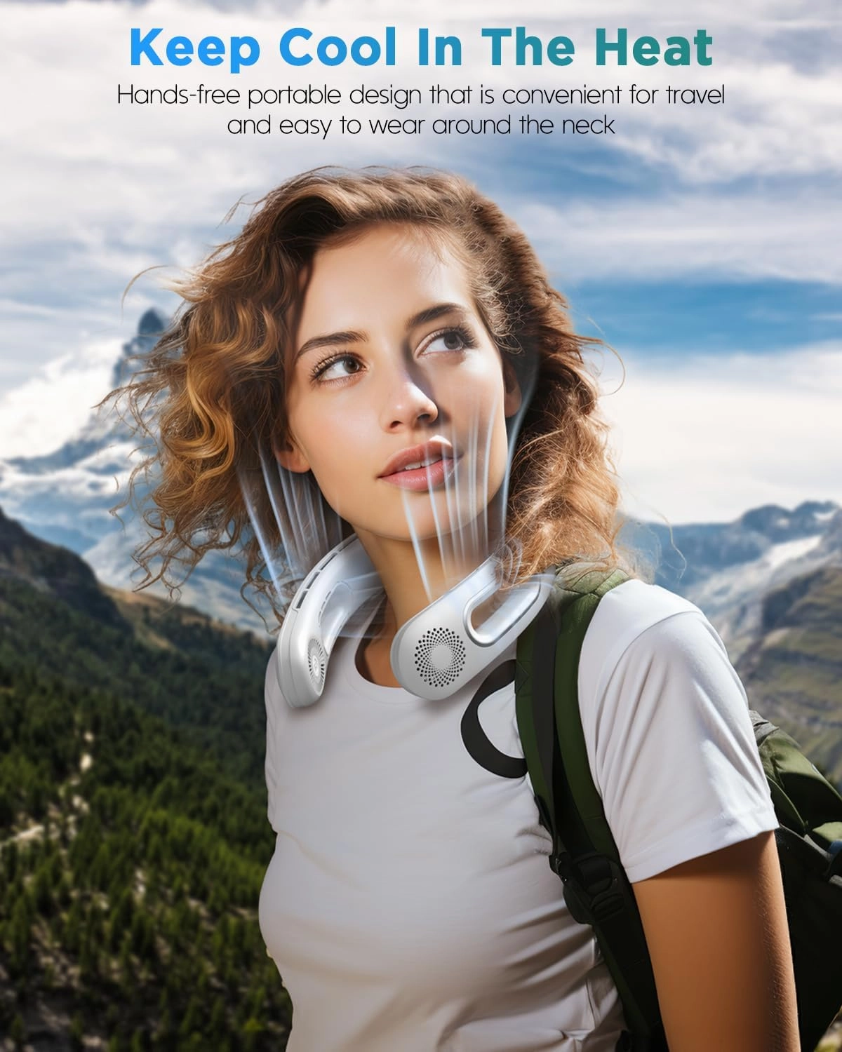 Neck Fan, Hands Free Bladeless Neck Fans Portable Rechargeable, 360 Cooling Neck Fan, 4 Speeds, Quiet, 5200 mAh Battery Operated USB Wearable Personal Fan Gifts for Women, Travel, Outdoor