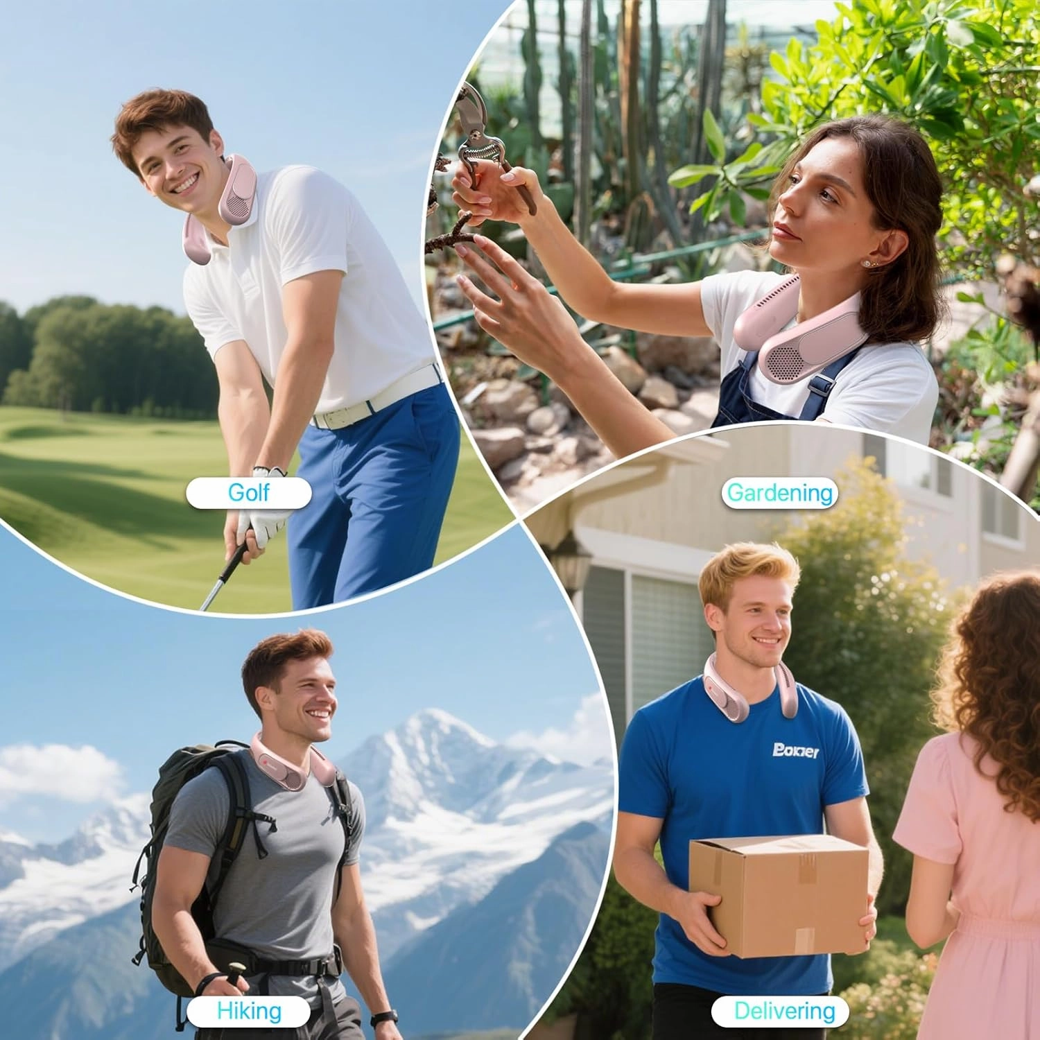 Neck Fan, Hands Free Bladeless Neck Fans Portable Rechargeable, 6000 mAh Battery Operated Wearable Personal Fan, Cooling Neck Fan, 3 Speeds, USB Fan Gifts for Men, Women, Travel, Outdoor