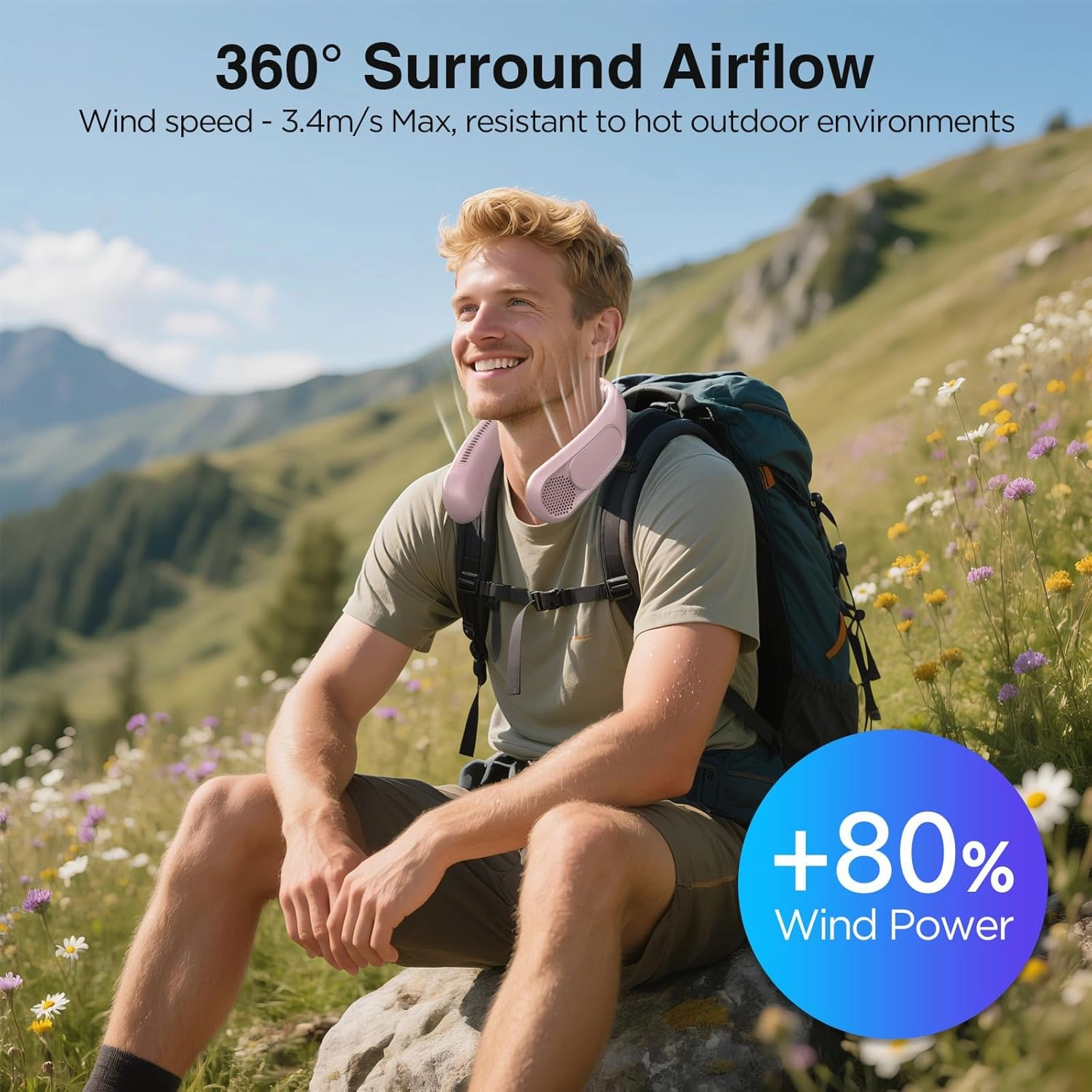 Neck Fan, Hands Free Bladeless Neck Fans Portable Rechargeable, 6000 mAh Battery Operated Wearable Personal Fan, Cooling Neck Fan, 3 Speeds, USB Fan Gifts for Men, Women, Travel, Outdoor