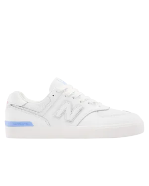 New Balance Sneakers Numeric 574 Vulcanized Shoes in White & Baby Blue