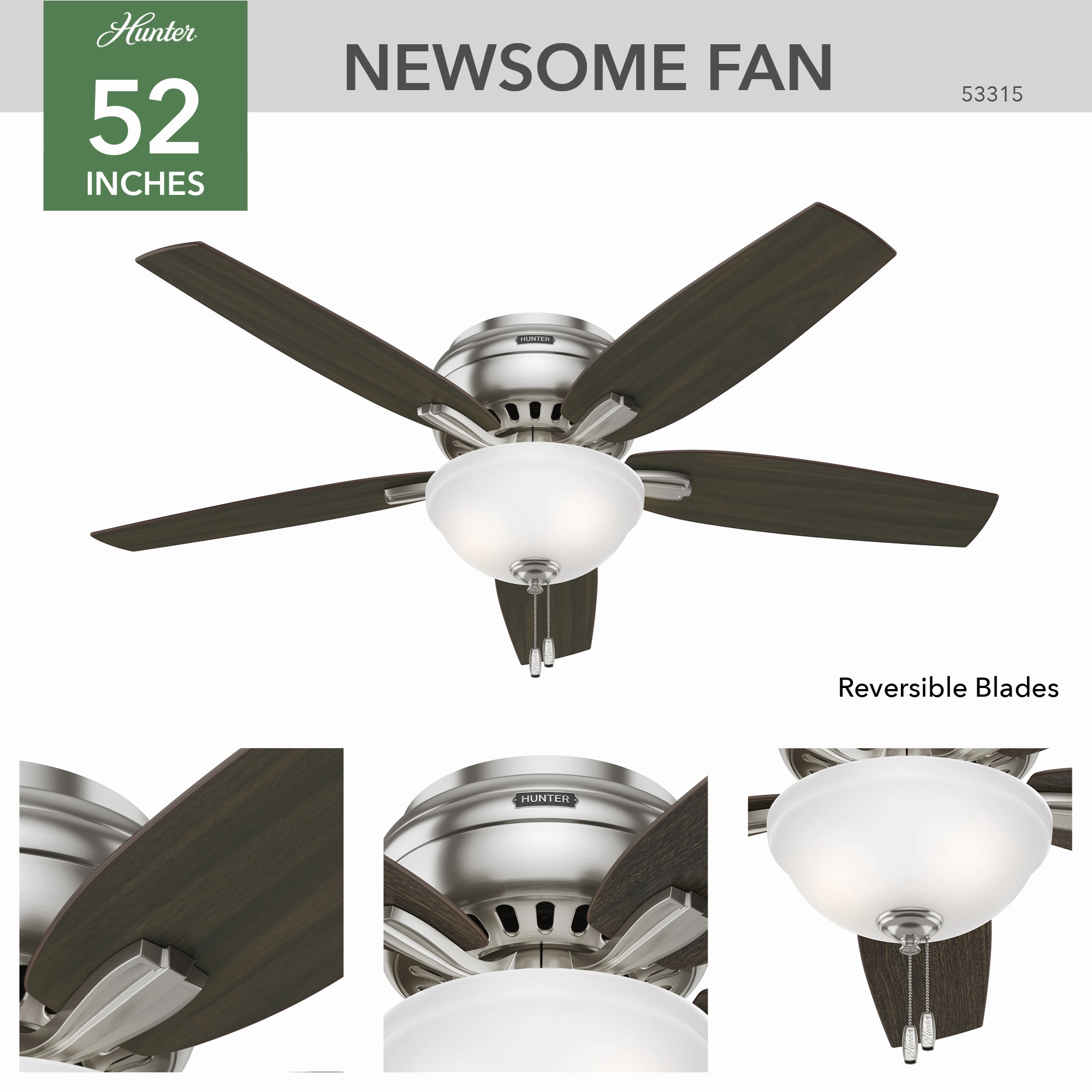 Newsome 52"Ceiling Fan Brushed Nickel