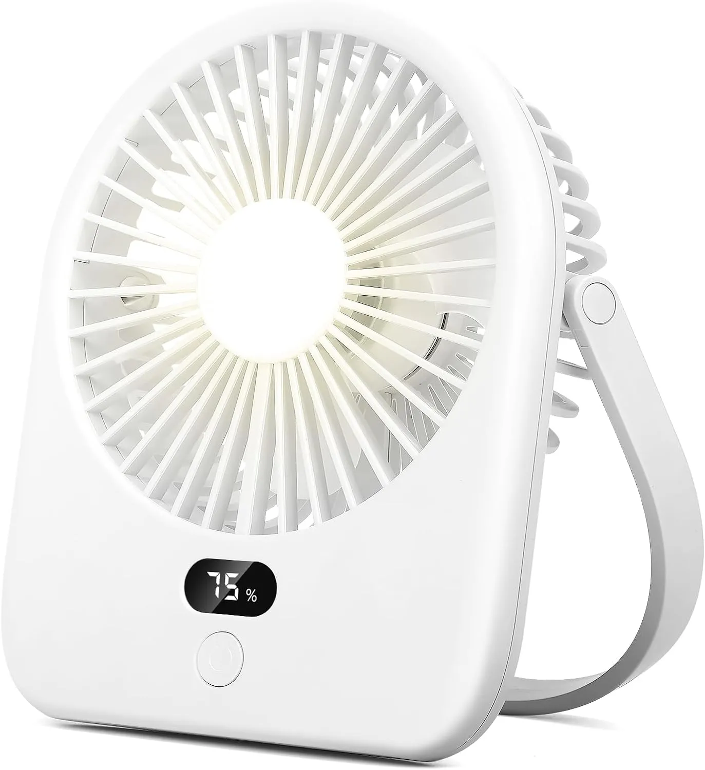 Nezylaf Portable Desk Fan with LED Light, Rechargeable 2000mAh Battery Operated Personal Fan, 180 Tilt Adjustable Small Silent Table Travel Fan, 5 Speeds Desktop Fan for Bedroom, Outdoor USB desktop fan for workspace