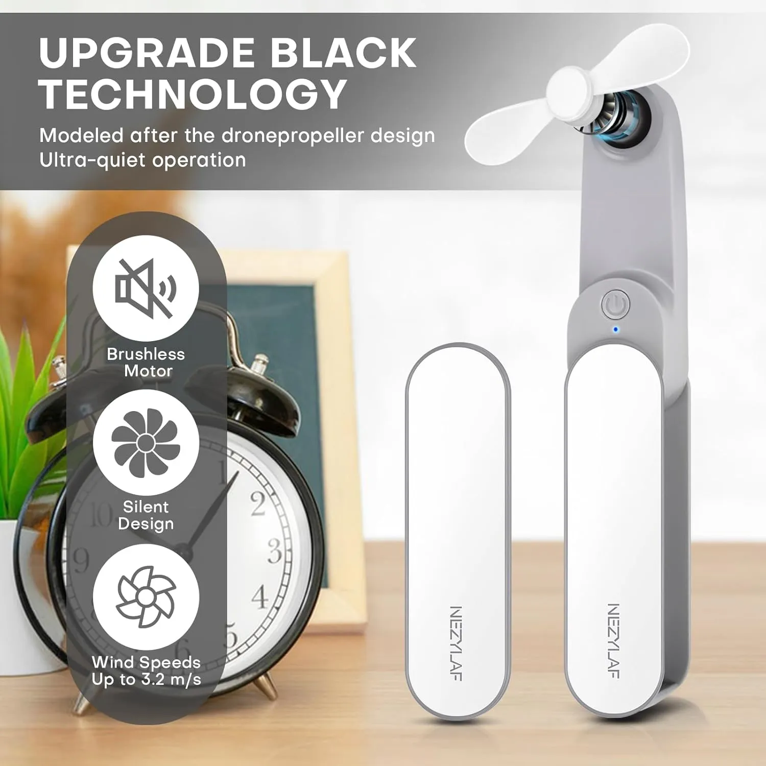 Nezylaf Portable mini handheld Fan, small Rechargeable Personal Fan for 9-15 Hours Runtime, Pocket Design for Travel/Women Essentials/vacation/beach/vacation/airplane/disney