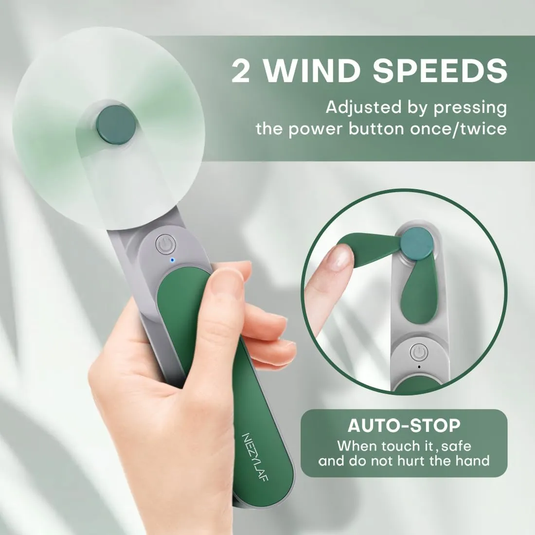 Nezylaf Portable mini handheld Fan, small Rechargeable Personal Fan for 9-15 Hours Runtime, Pocket Design for Travel/Women Essentials/vacation/beach/vacation/airplane/disney
