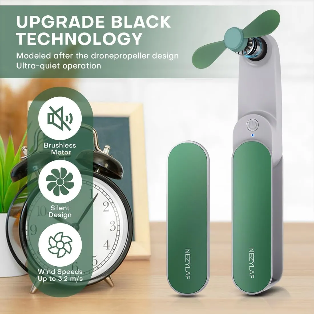 Nezylaf Portable mini handheld Fan, small Rechargeable Personal Fan for 9-15 Hours Runtime, Pocket Design for Travel/Women Essentials/vacation/beach/vacation/airplane/disney