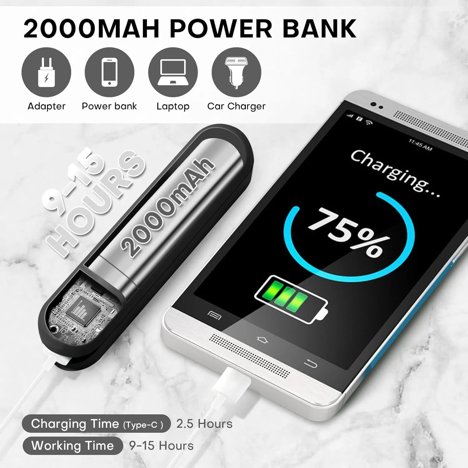 Nezylaf Portable Mini Handheld Fan, Small Rechargeable Personal Fan with Pocket Power Bank Design for Travel/Women Gifts/Disney World Accessories/Theme Park Essentials