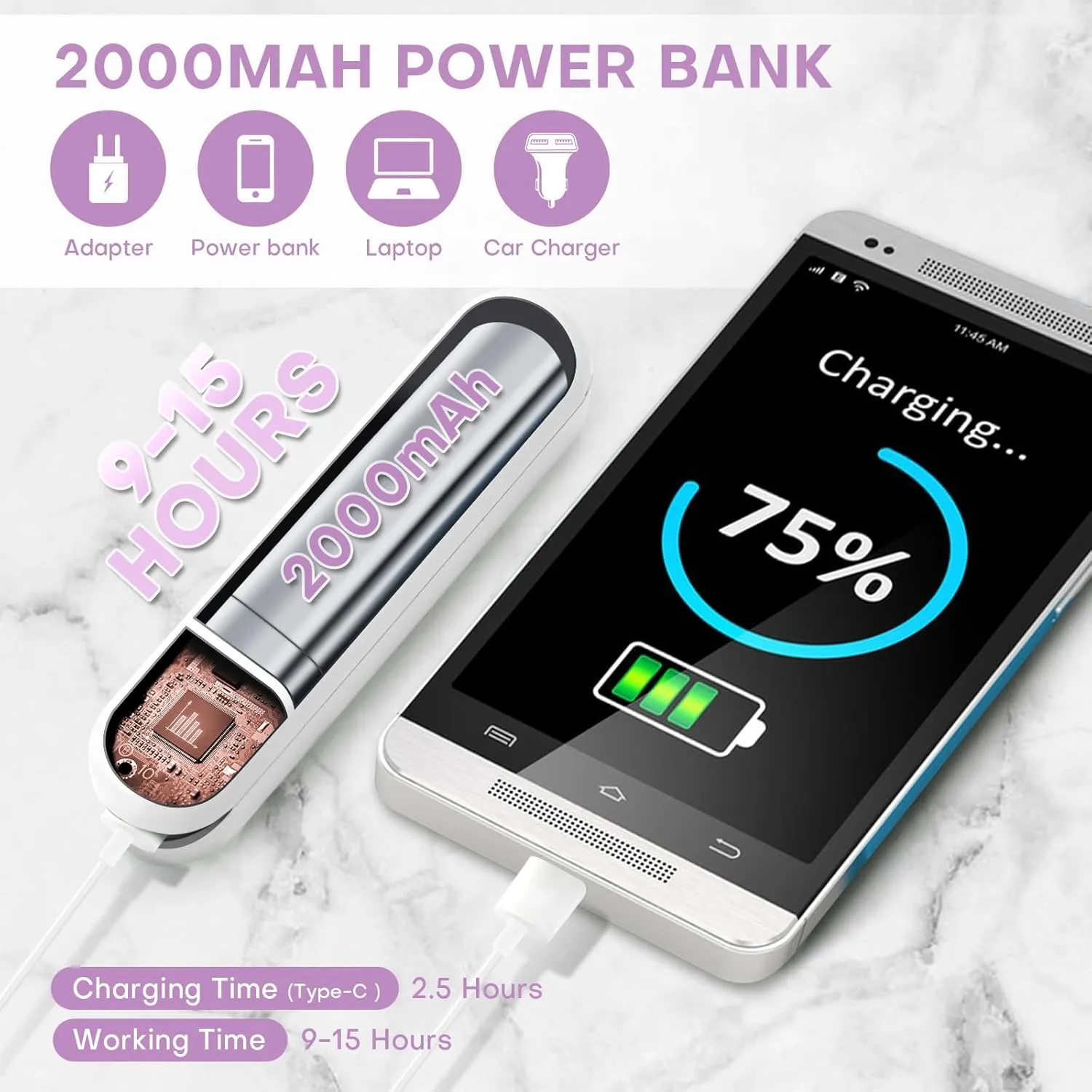 Nezylaf Portable Mini Handheld Fan, Small Rechargeable Personal Fan with Pocket Power Bank Design for Travel/Women Gifts/Disney World Accessories/Theme Park Essentials