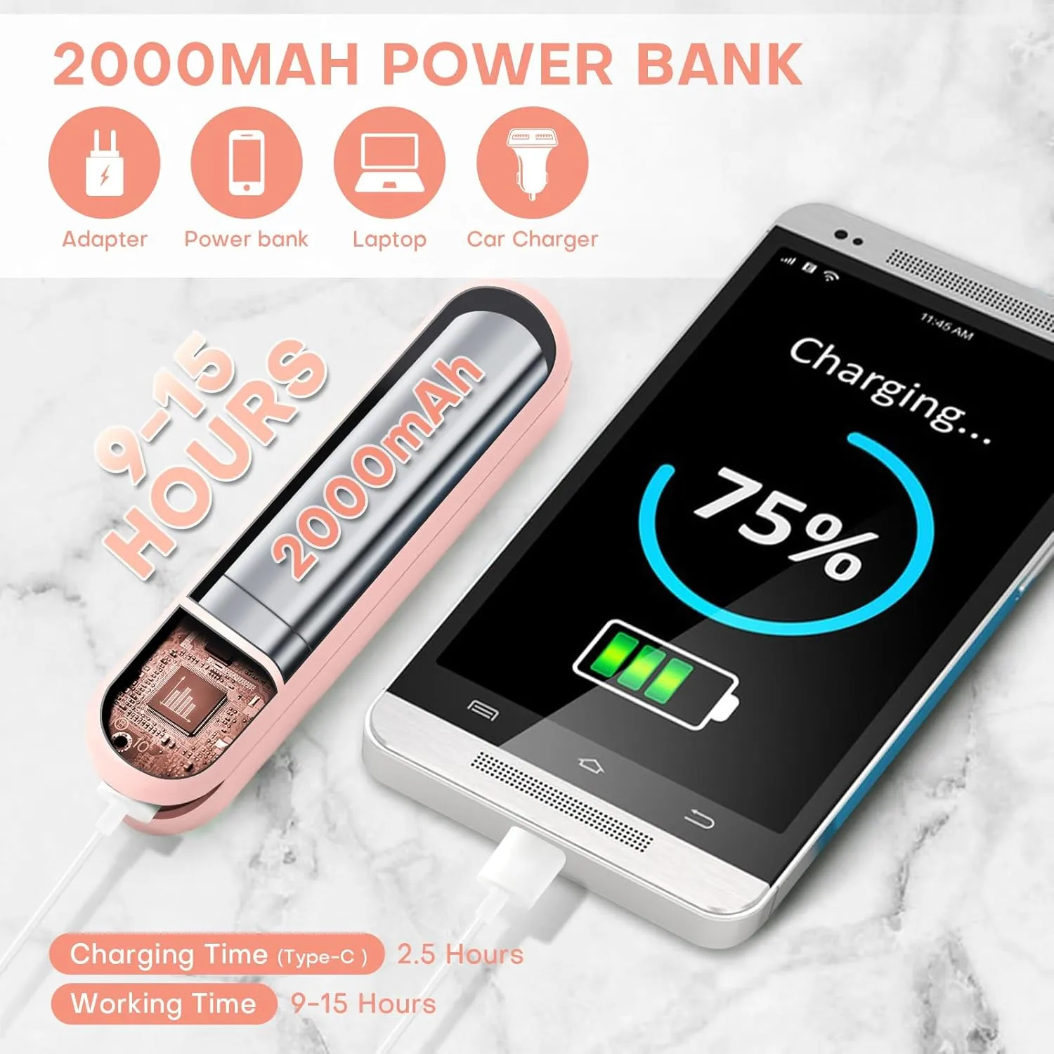 Nezylaf Portable Mini Handheld Fan, Small Rechargeable Personal Fan with Pocket Power Bank Design for Travel/Women Gifts/Disney World Accessories/Theme Park Essentials