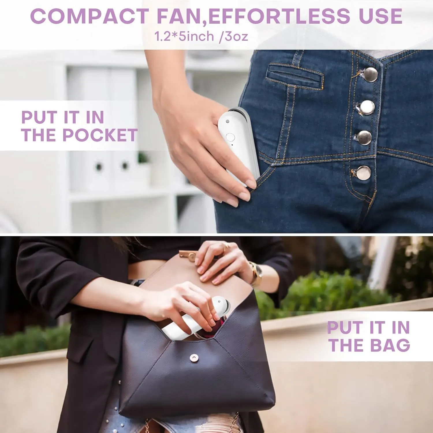 Nezylaf Portable Mini Handheld Fan, Small Rechargeable Personal Fan with Pocket Power Bank Design for Travel/Women Gifts/Disney World Accessories/Theme Park Essentials