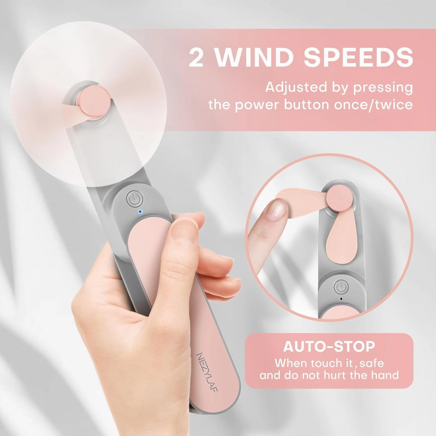 Nezylaf Portable mini handheld Fan, small Rechargeable Personal Fan for 9-15 Hours Runtime, Pocket Design for Travel/Women Essentials/vacation/beach/vacation/airplane/disney