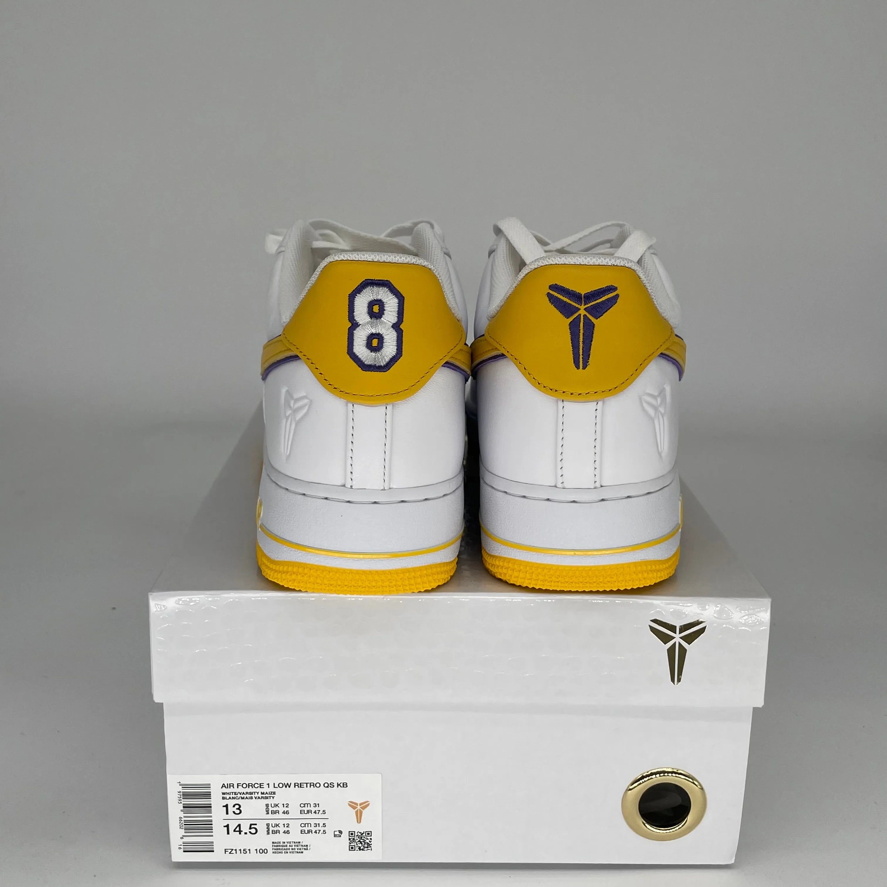 NIKE AIR FORCE 1 LOW KOBE BRYANT LAKERS HOME SIZE 13 FZ1151-100