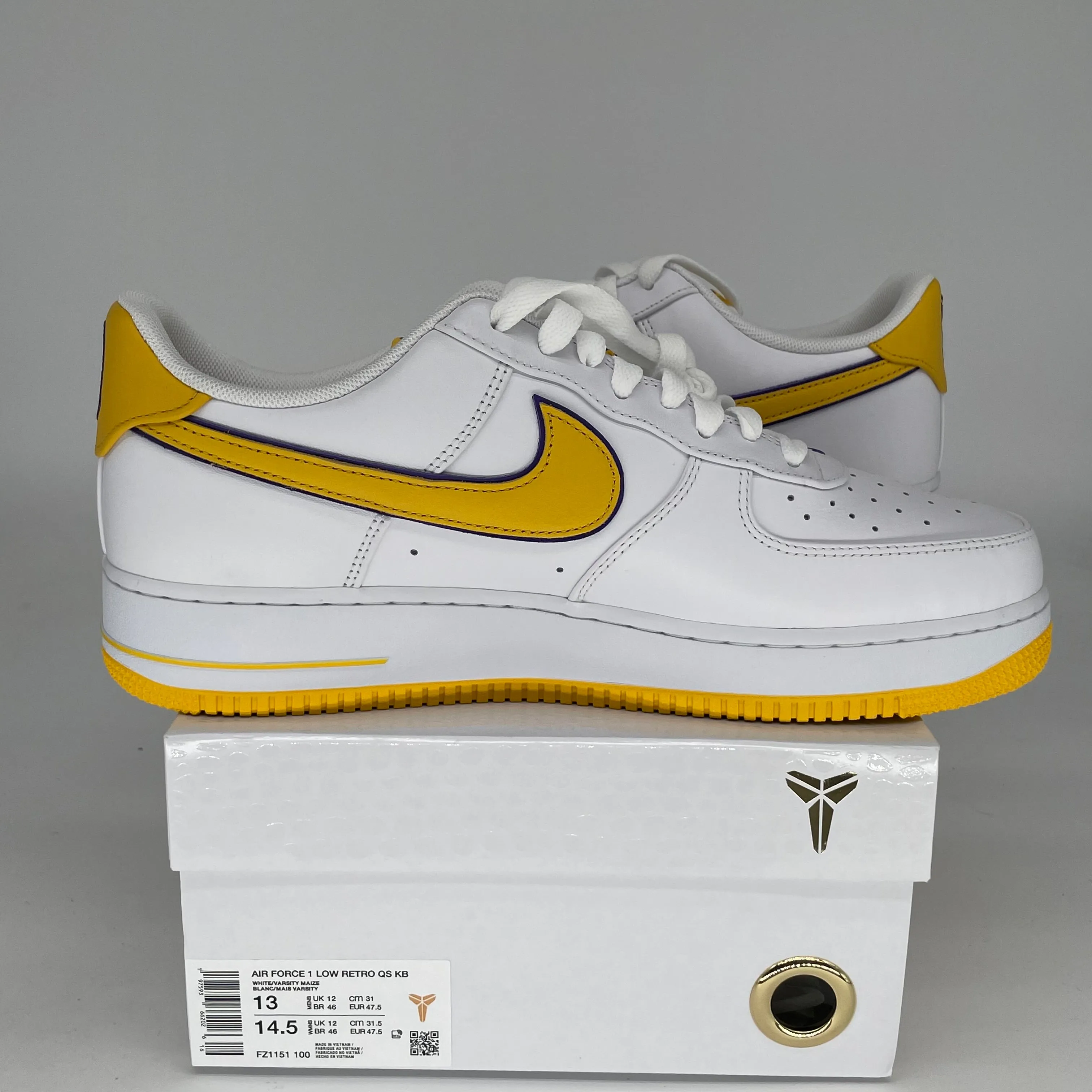 NIKE AIR FORCE 1 LOW KOBE BRYANT LAKERS HOME SIZE 13 FZ1151-100