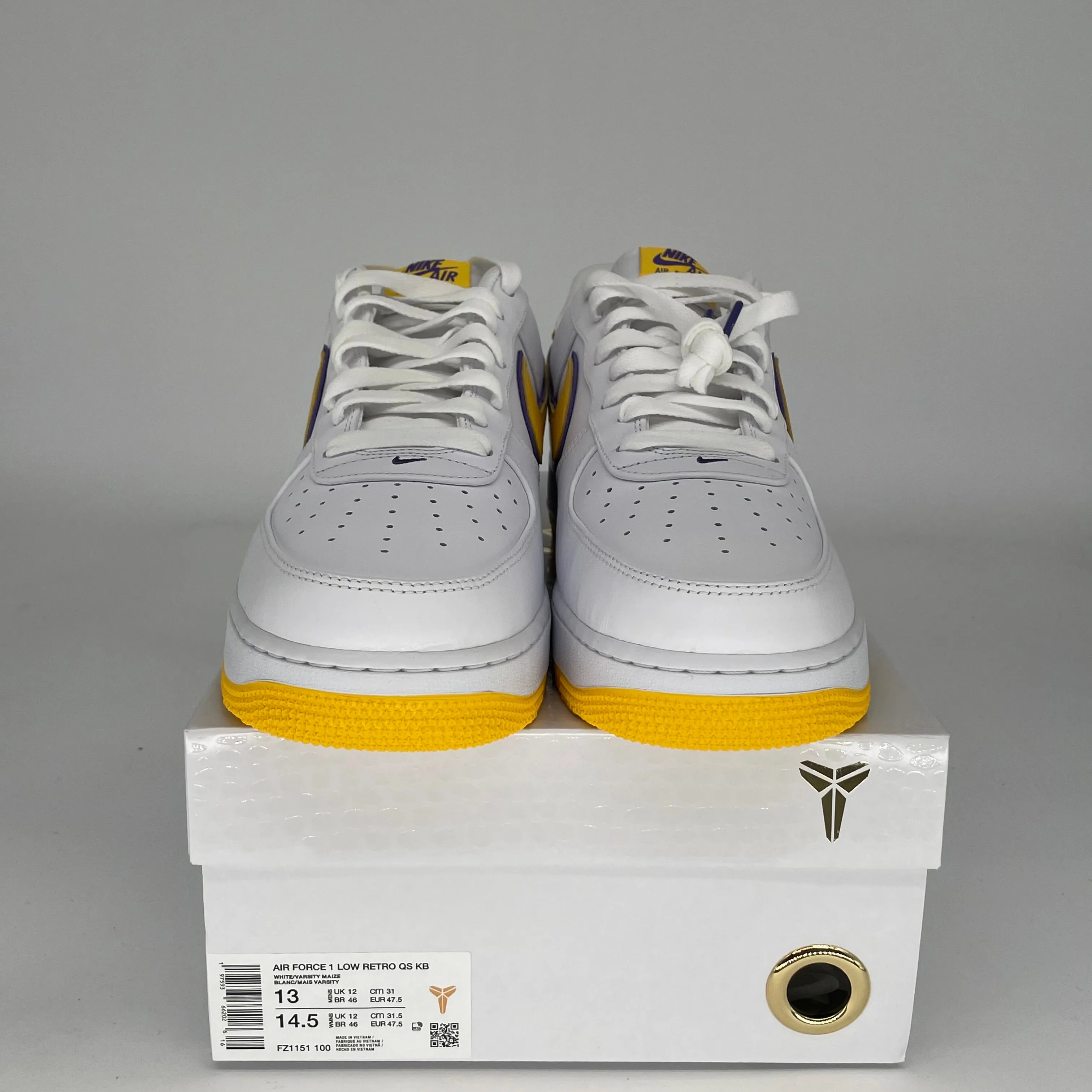 NIKE AIR FORCE 1 LOW KOBE BRYANT LAKERS HOME SIZE 13 FZ1151-100