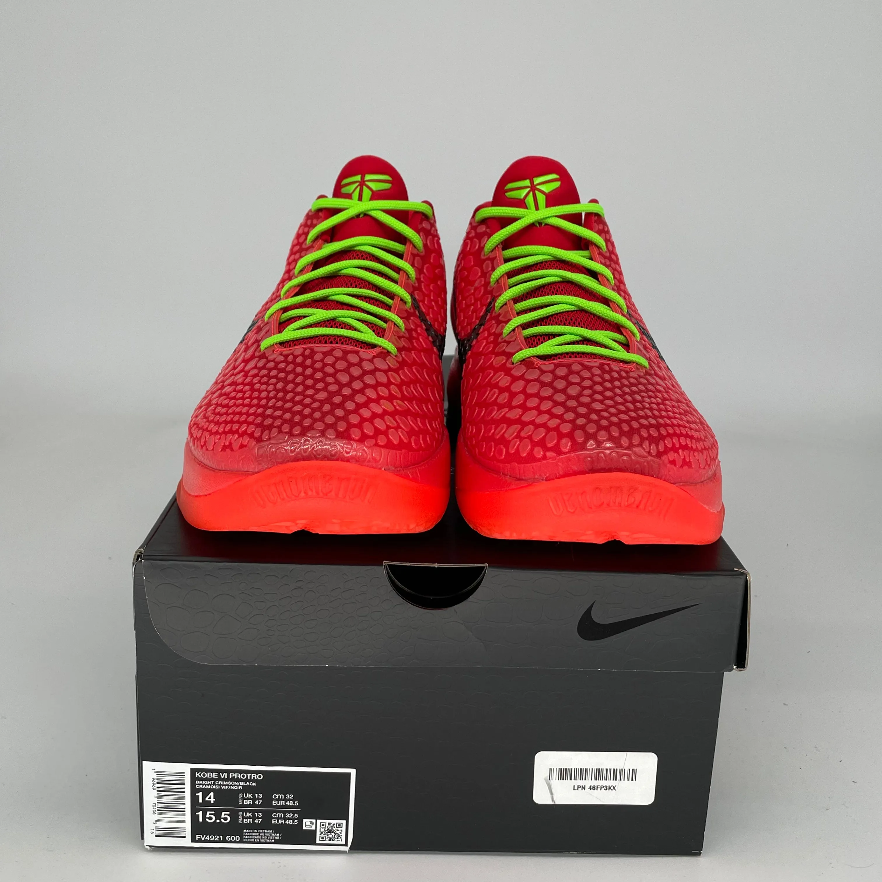 NIKE KOBE 6 REVERSE GRINCH SIZE 14 FV4921-600