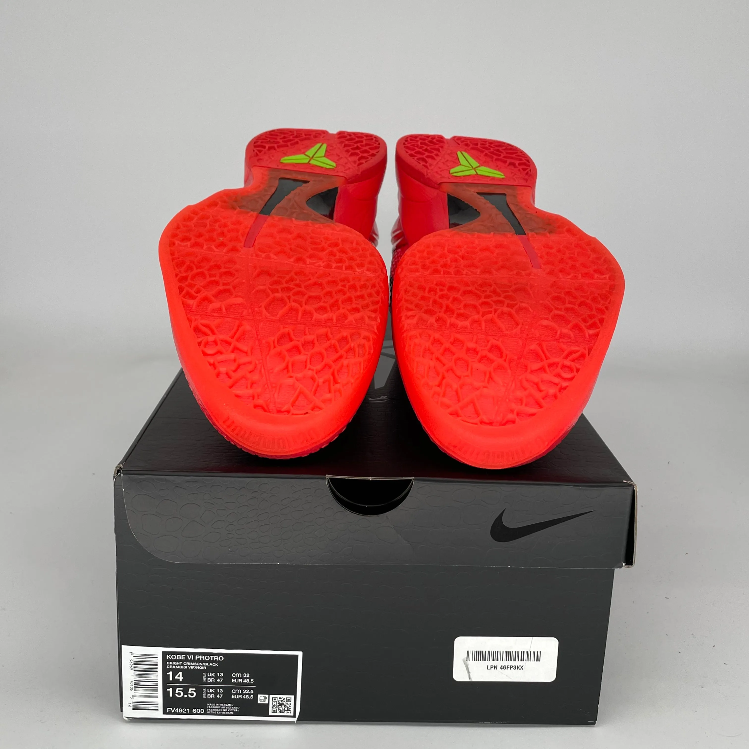 NIKE KOBE 6 REVERSE GRINCH SIZE 14 FV4921-600