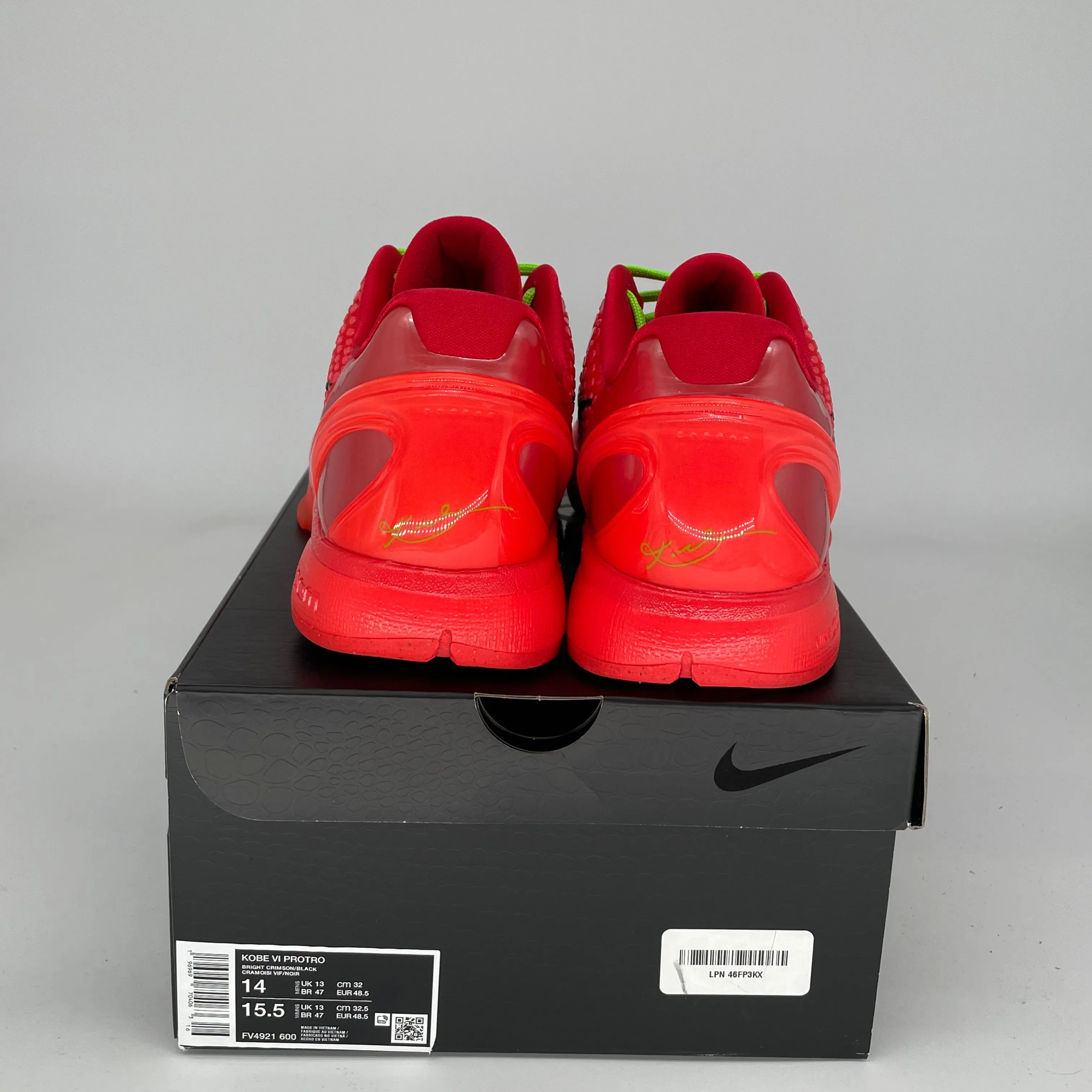NIKE KOBE 6 REVERSE GRINCH SIZE 14 FV4921-600