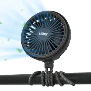 Nuby 3-Speed Stroller Fan with Adjustable Legs - Stroller Accessories - Summer Travel Essentials - Ideal for Car Seats and Play Yards - Black Rear-mounted fan for childrens safety